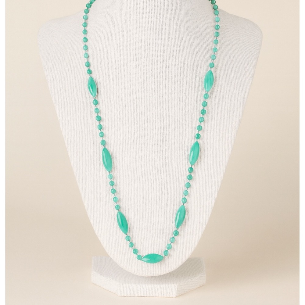 Women's Turqoise Long Twisted Beaded Lariat Necklace Boho Beachy Western